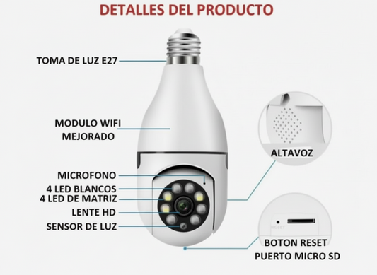 Bombillo Cámara de Seguridad 360° FULL HD 1080P™