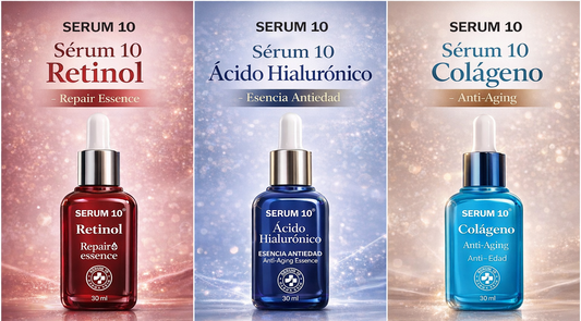 Combo Antiedad Intensivo de Sérums (Retinol + Ácido Hialurónico + Colágeno)